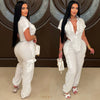Zaya linen pants set (White)