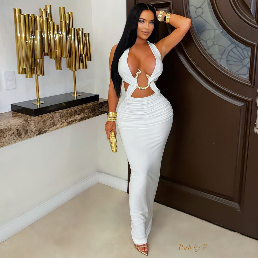 Mosa maxi dress (White/gold)