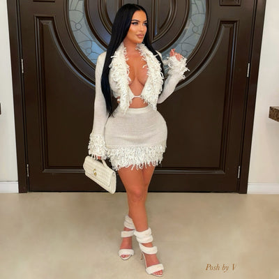 Cavi knit skirt set (Ivory)