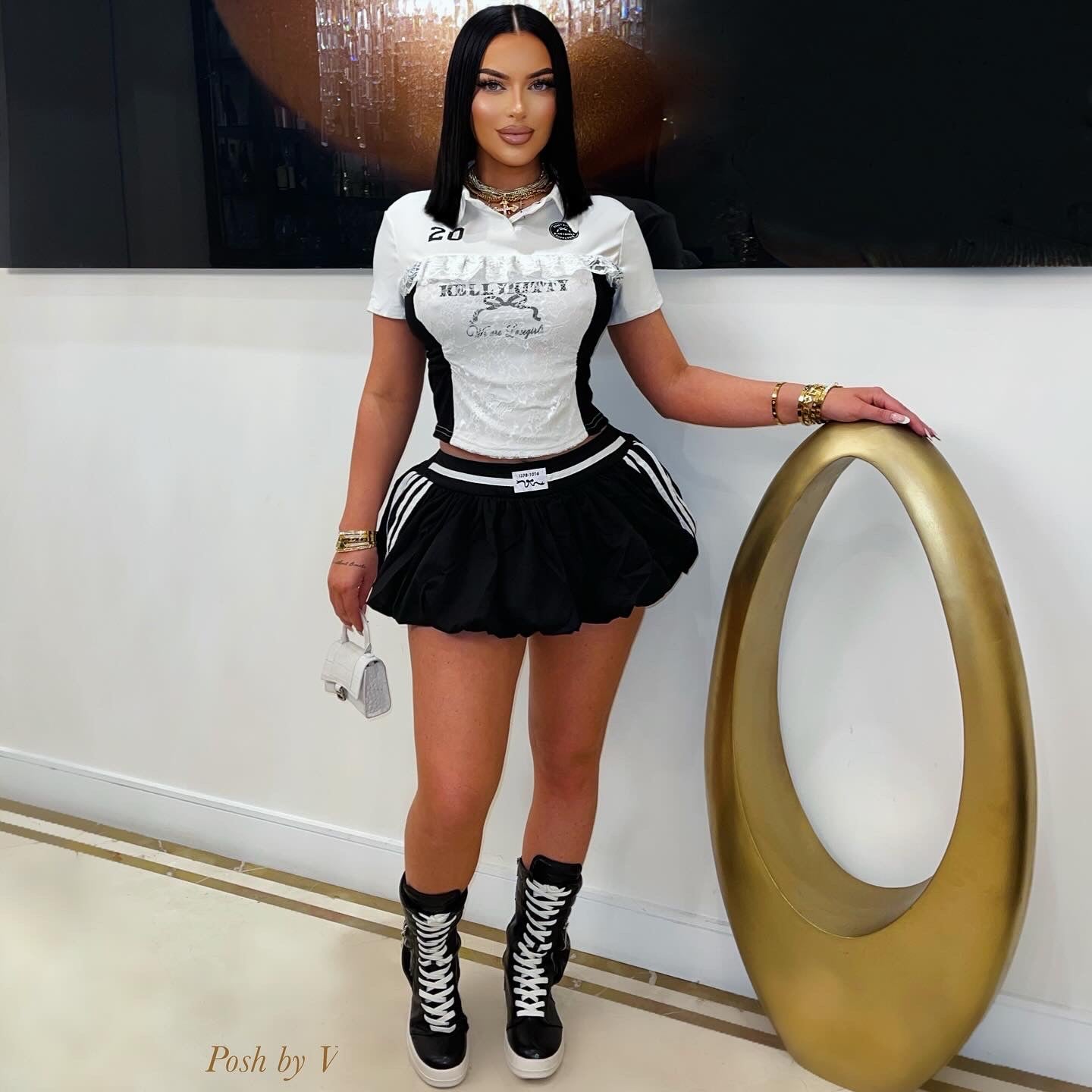 Kitty sport skirt set (White/burgundy)