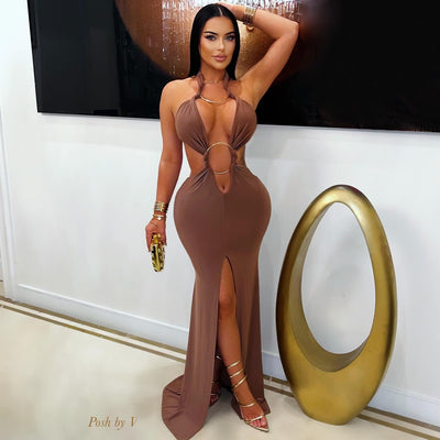 Aleen ring maxi dress (Mocha/gold)
