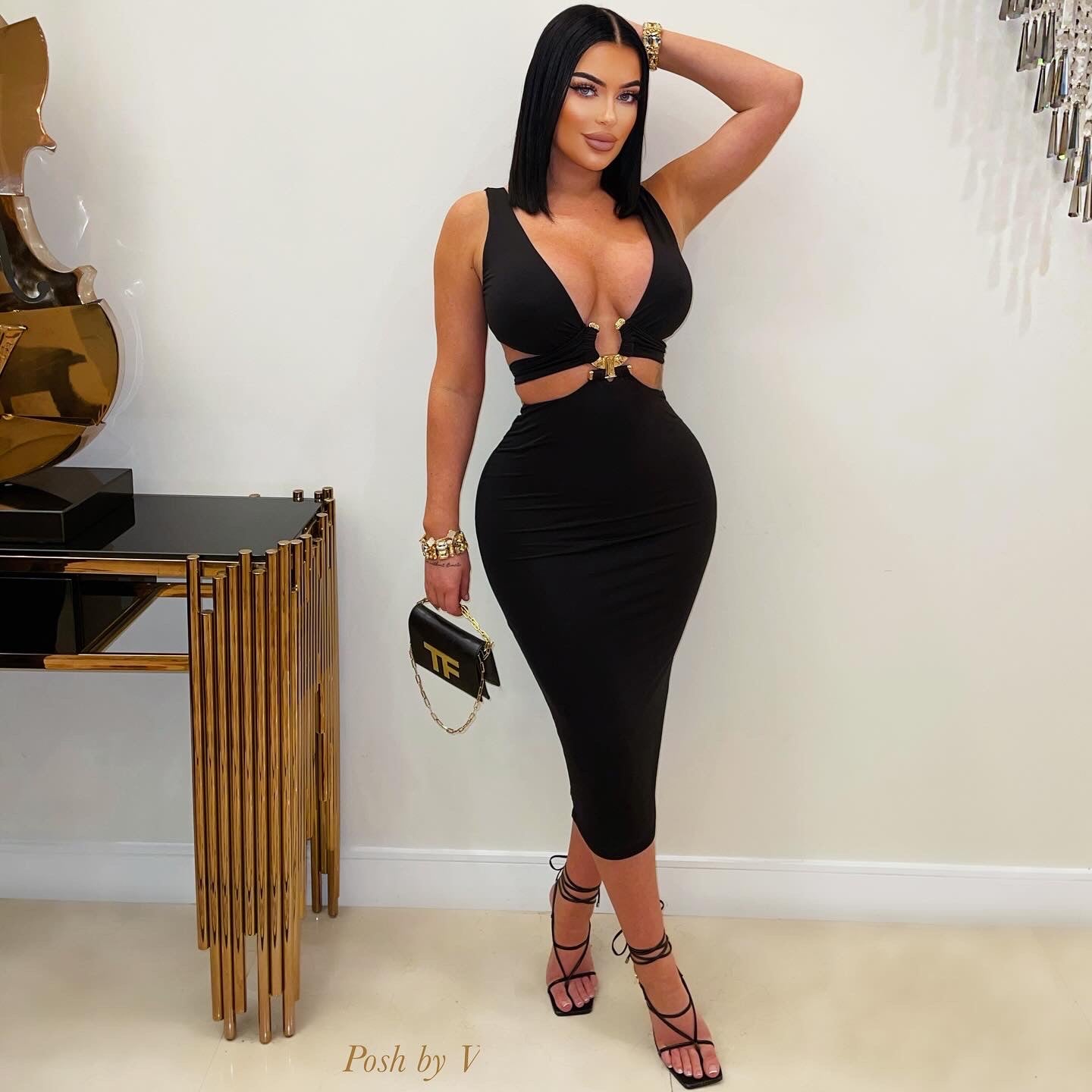 Cadeni dress (Black/gold)