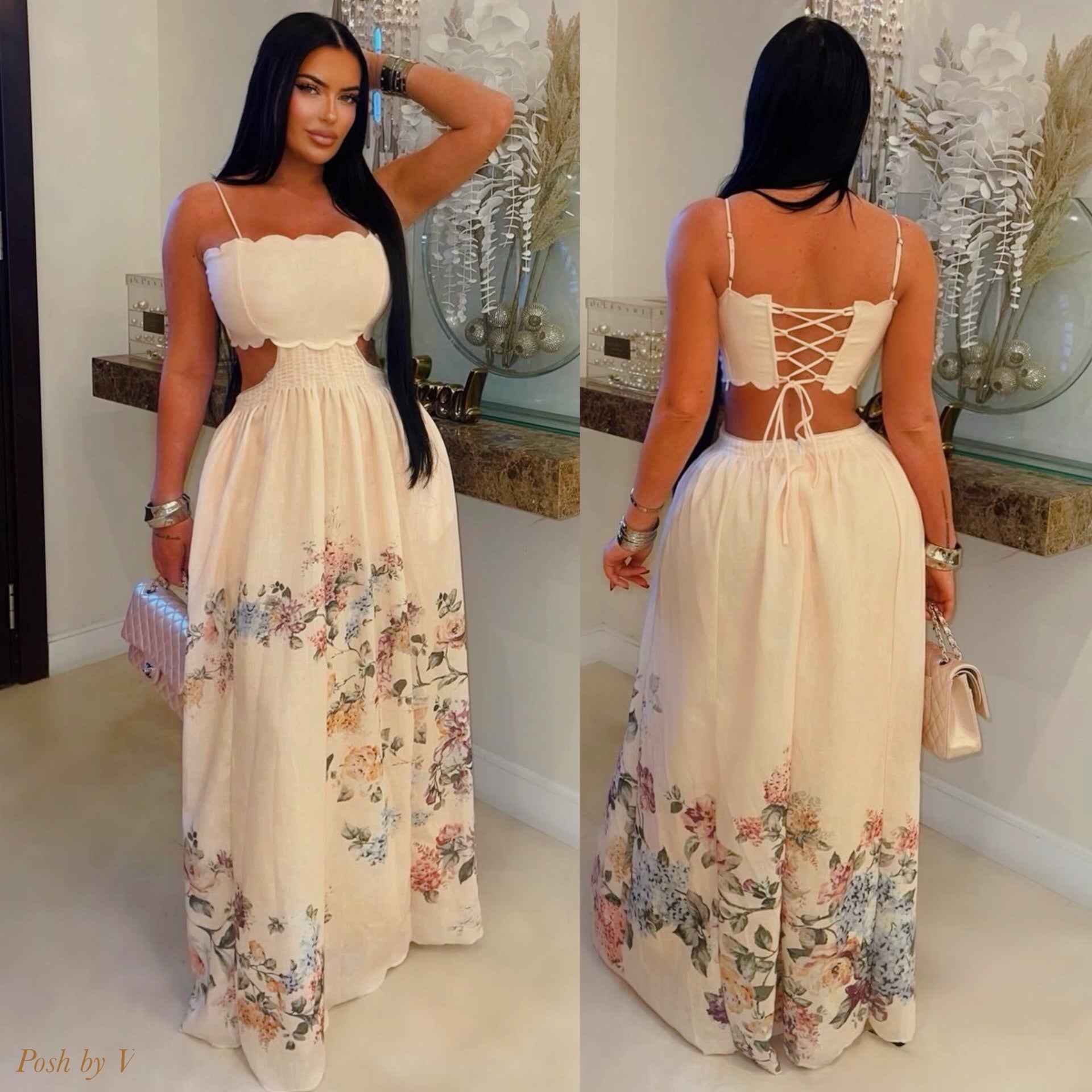 Enchanted maxi dress (Cream multi)