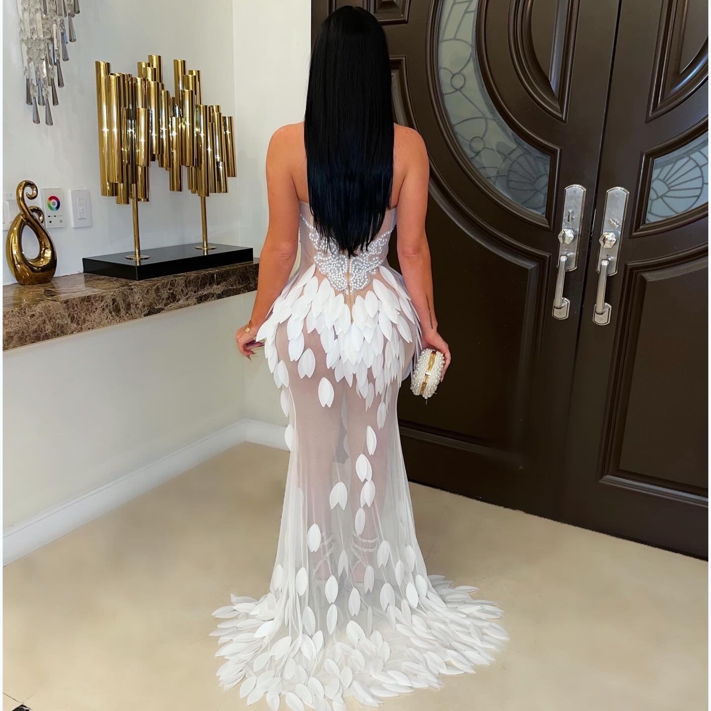 Pearl swan glam dress (White)