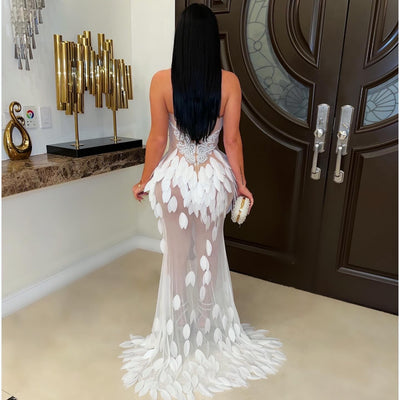 Pearl swan glam dress (White)