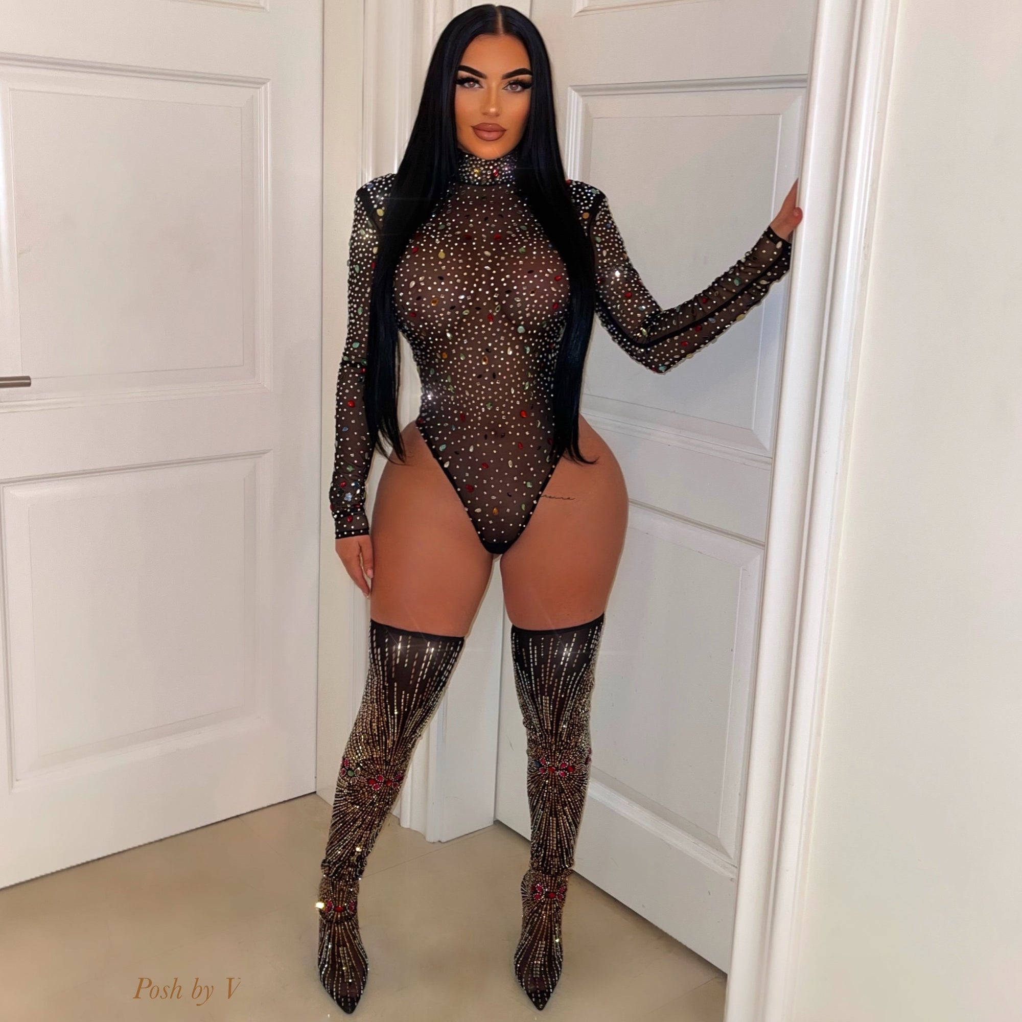 Starlight crystal boots (Black multi)