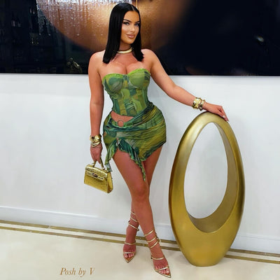 Beulah corset mini dress (Green)