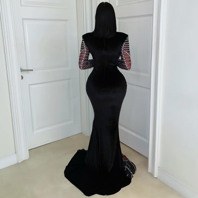 Veza velvet crystal gown (Black/brown)