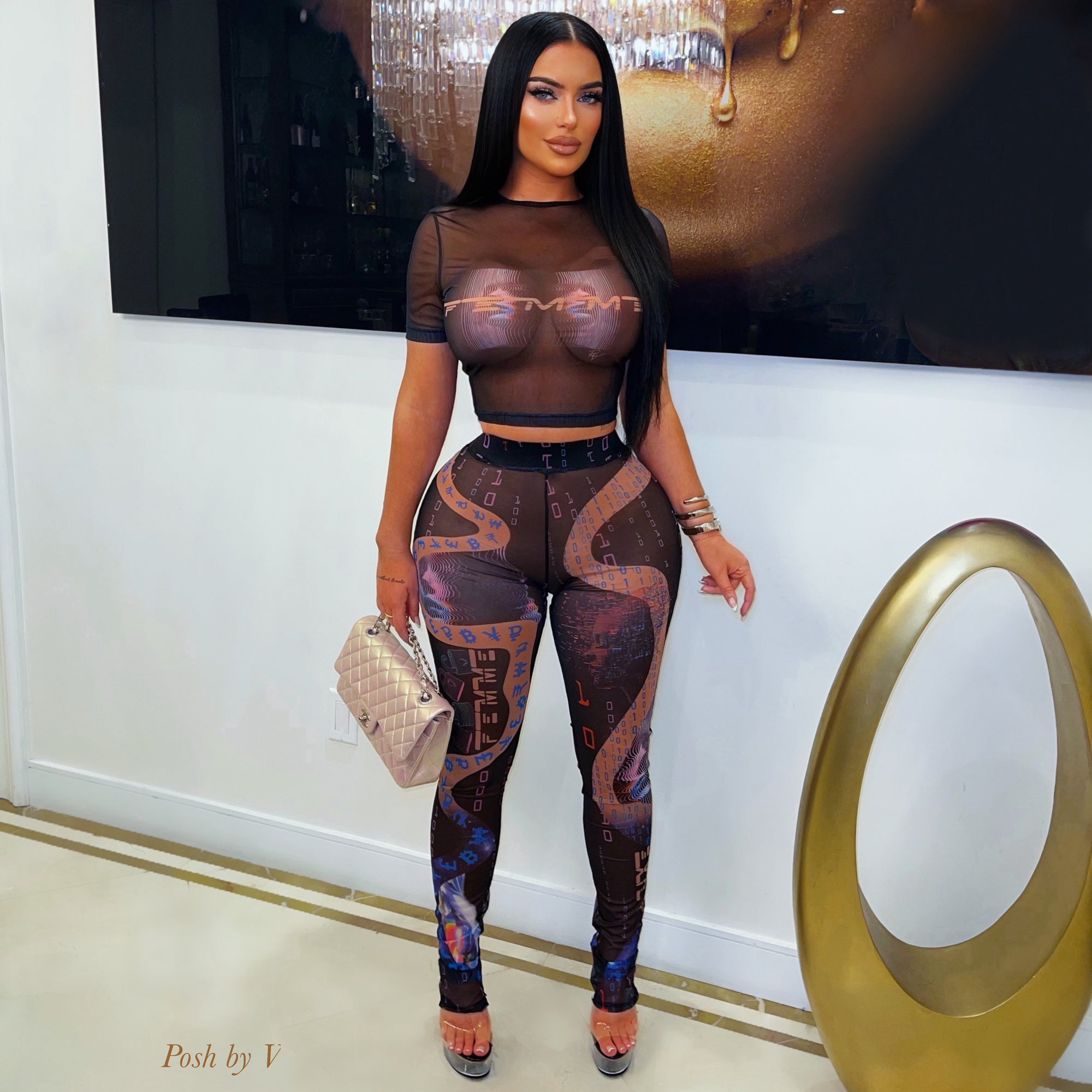 Posh femme leggings set (Nude multi)