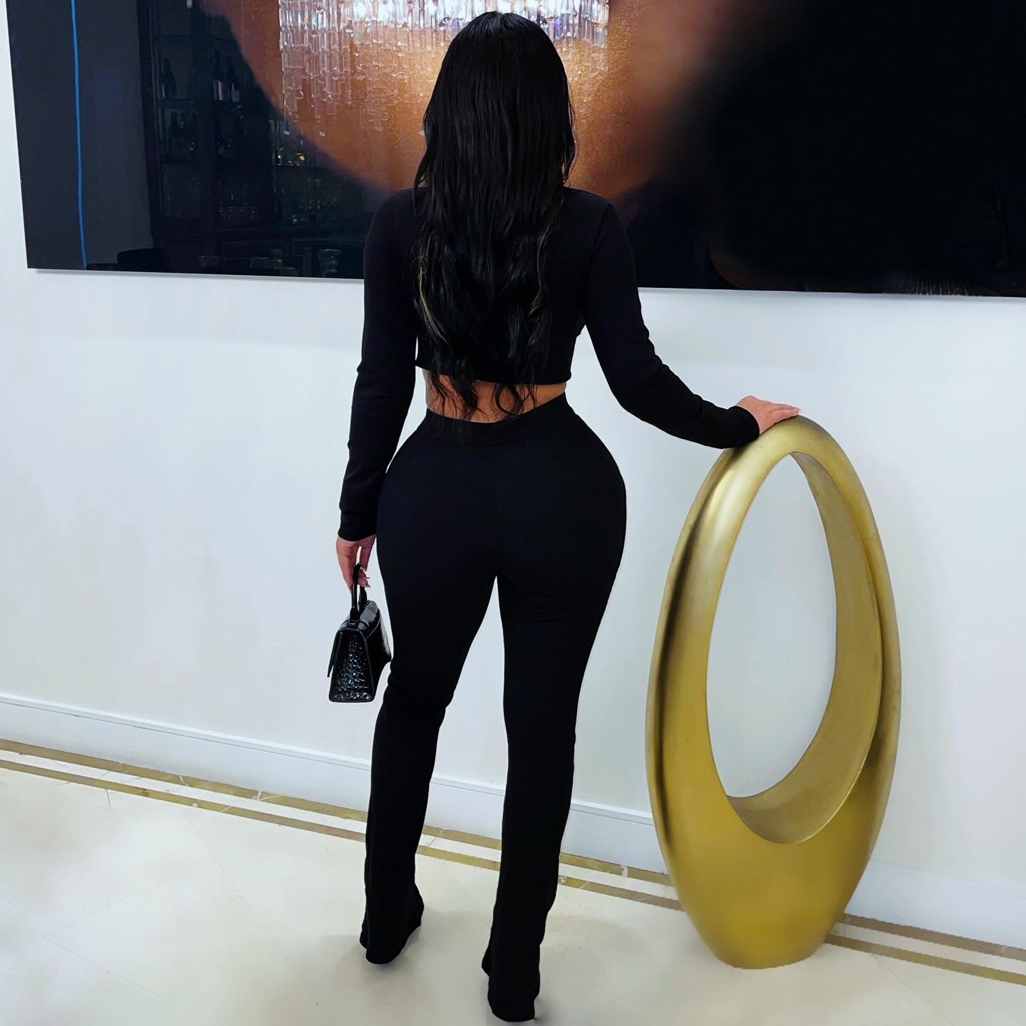 Drine rib leggings set (Black)