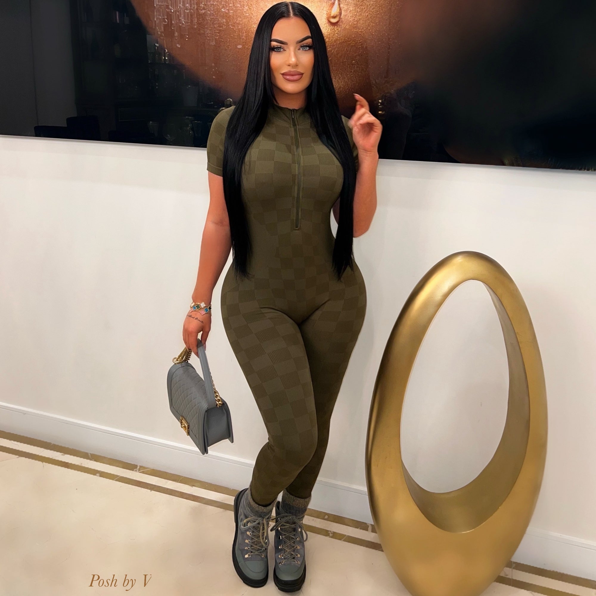 Chevron bomber jacket (Olive)