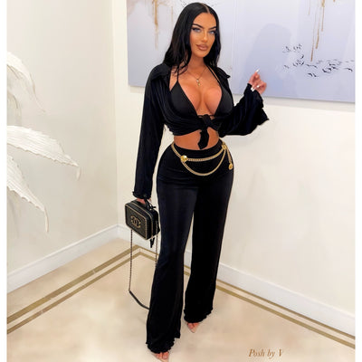 Lissi resort 3 pcs palazzo set (Black)