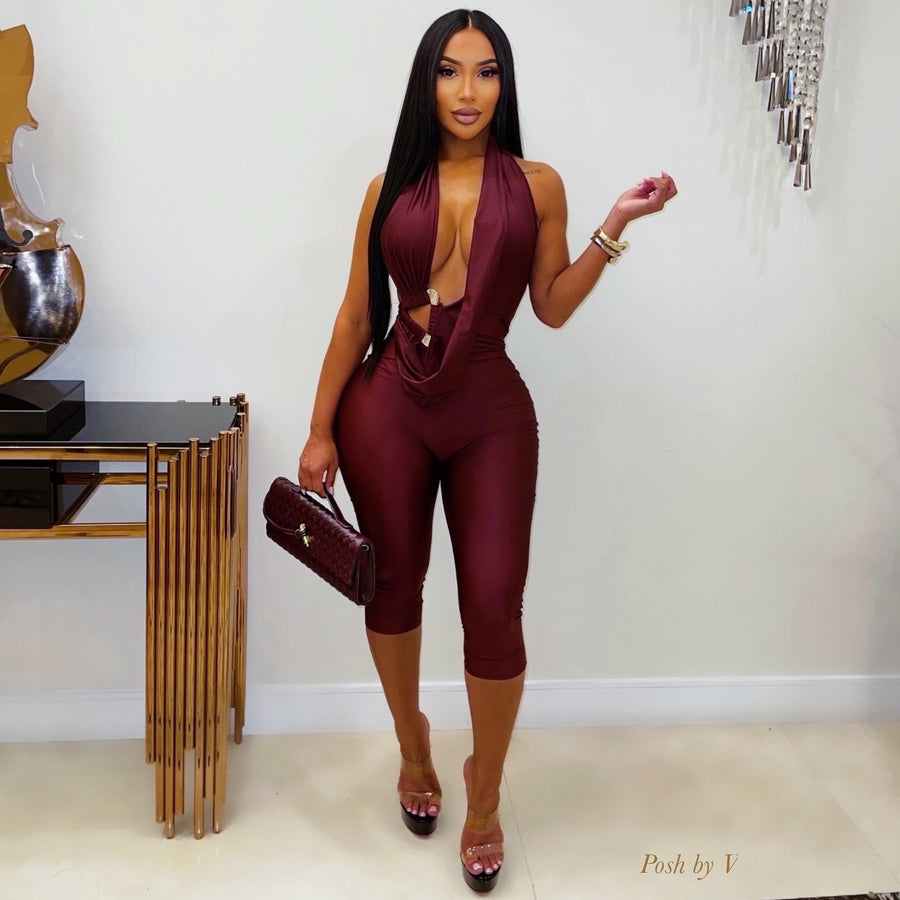 Kelise capri jumpsuit (Wine)
