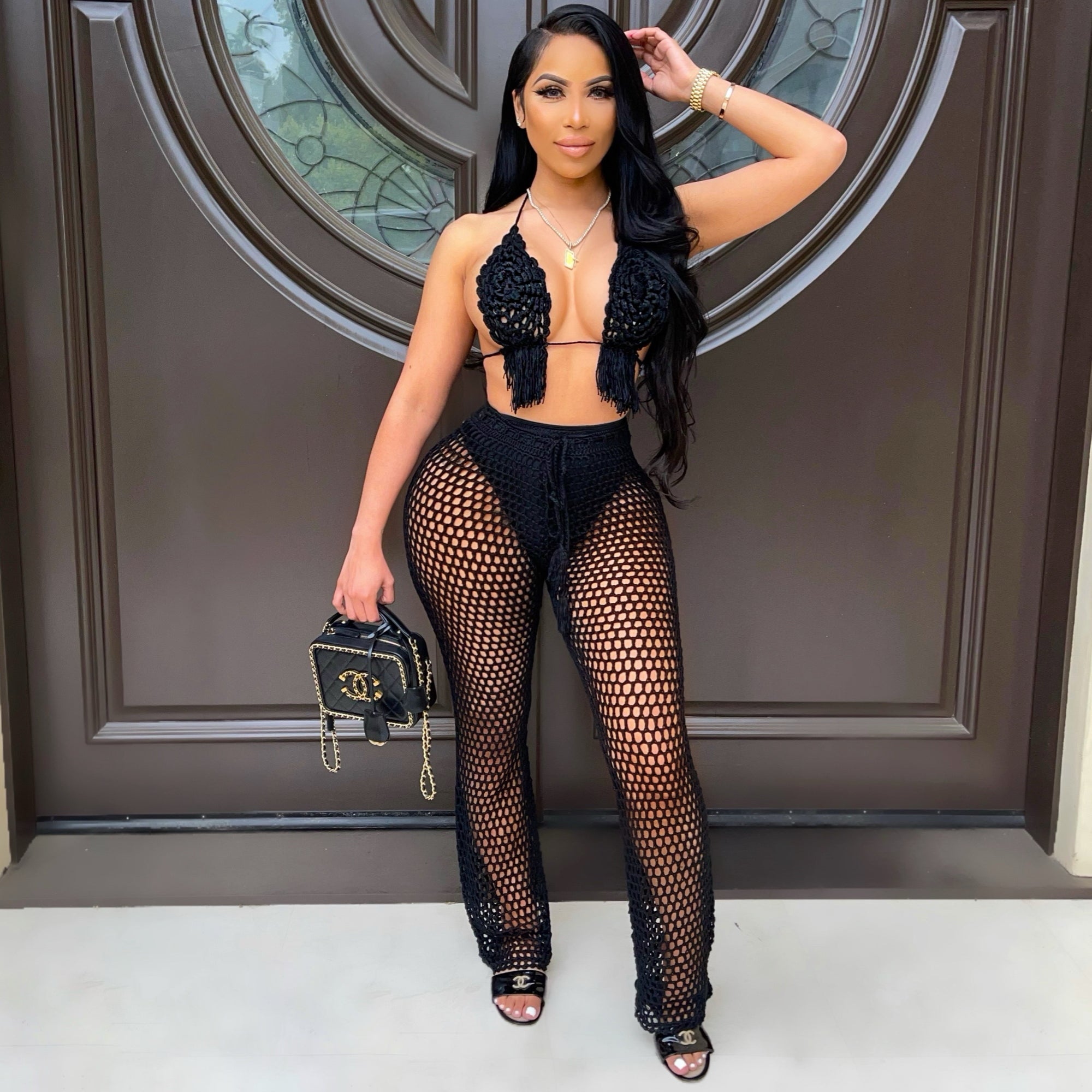 Bali crochet pants set (Black)