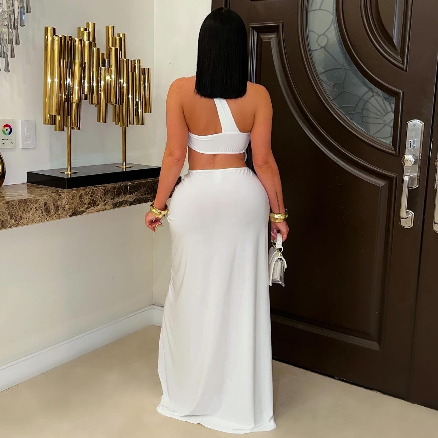 Elora maxi dress (White/aqua)
