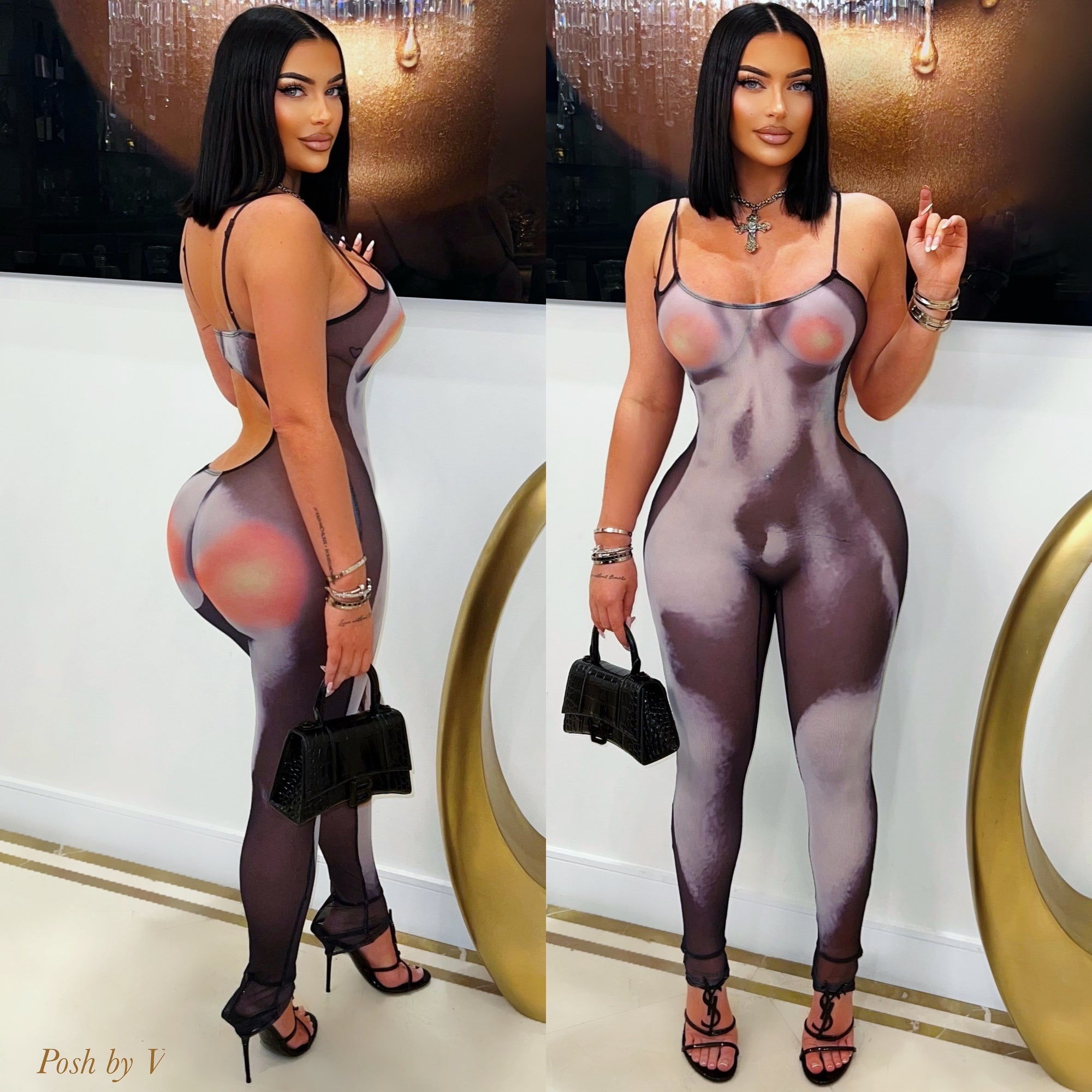 Cosmo body jumpsuit (Grey/black)
