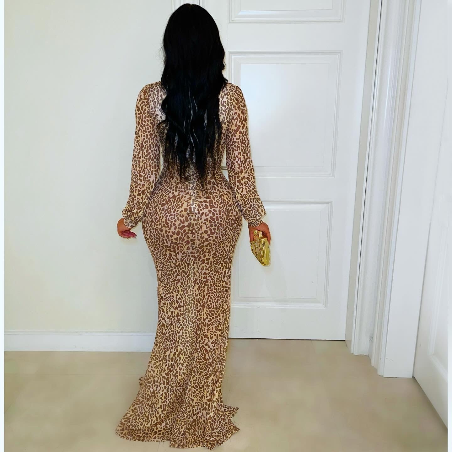 Iman leopard maxi dress (Nude/brown)