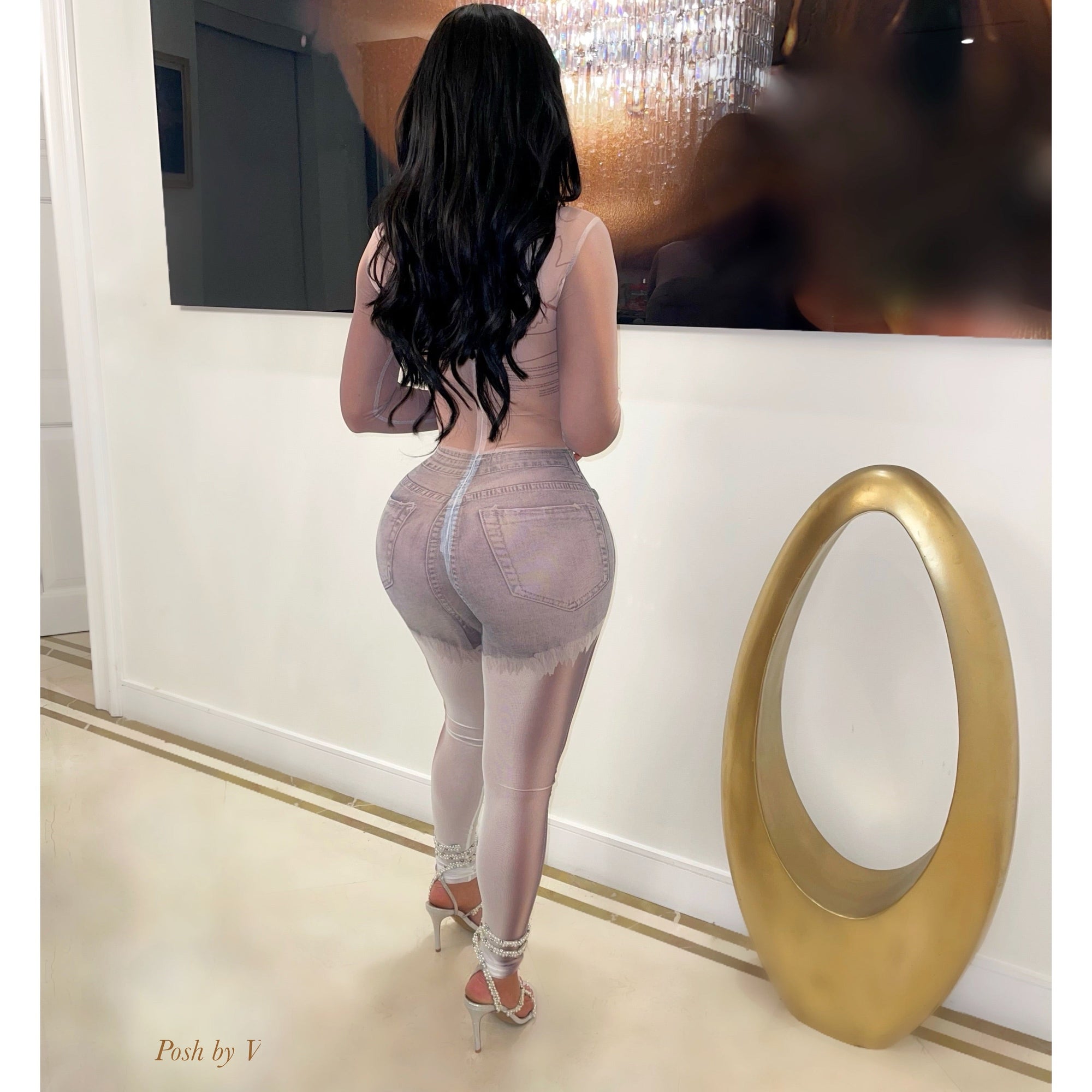 Posh Illusion jumpsuit (Grey/nude)