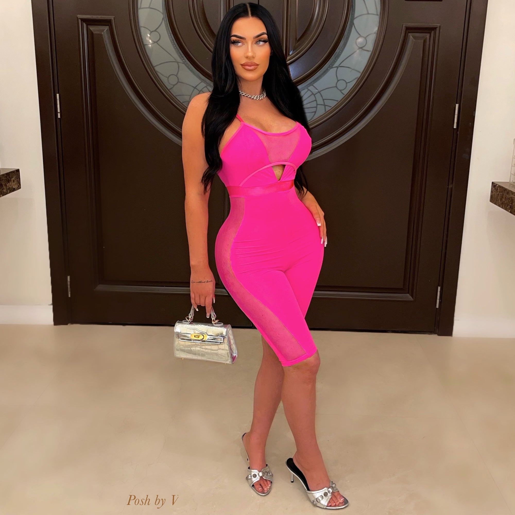 pink romper dress Matte romper (Pink)