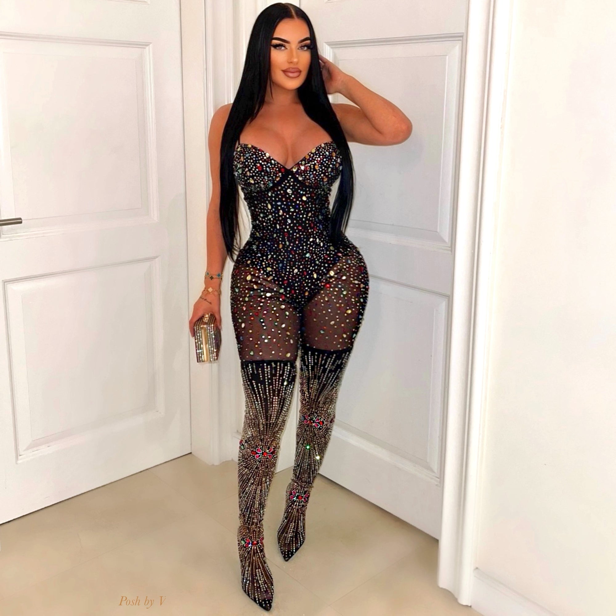 Starlight crystal boots (Black multi)