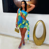 Aura mini dress (Lime/blue)