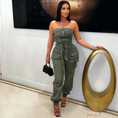 Tayla cargo jumpsuit (Olive)