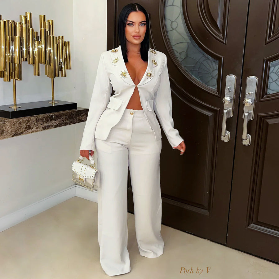 Valenci jacket set (Ivory/gold)