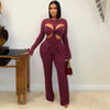 Laura rib pants set (Wine)