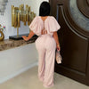 Anici pants set w/belt (Pink/gold)