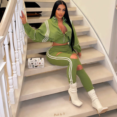 Zula leggings set (Green/ivory)