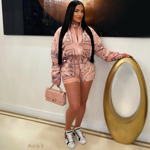 Sade jacket shorts set (Pink) - Posh By V