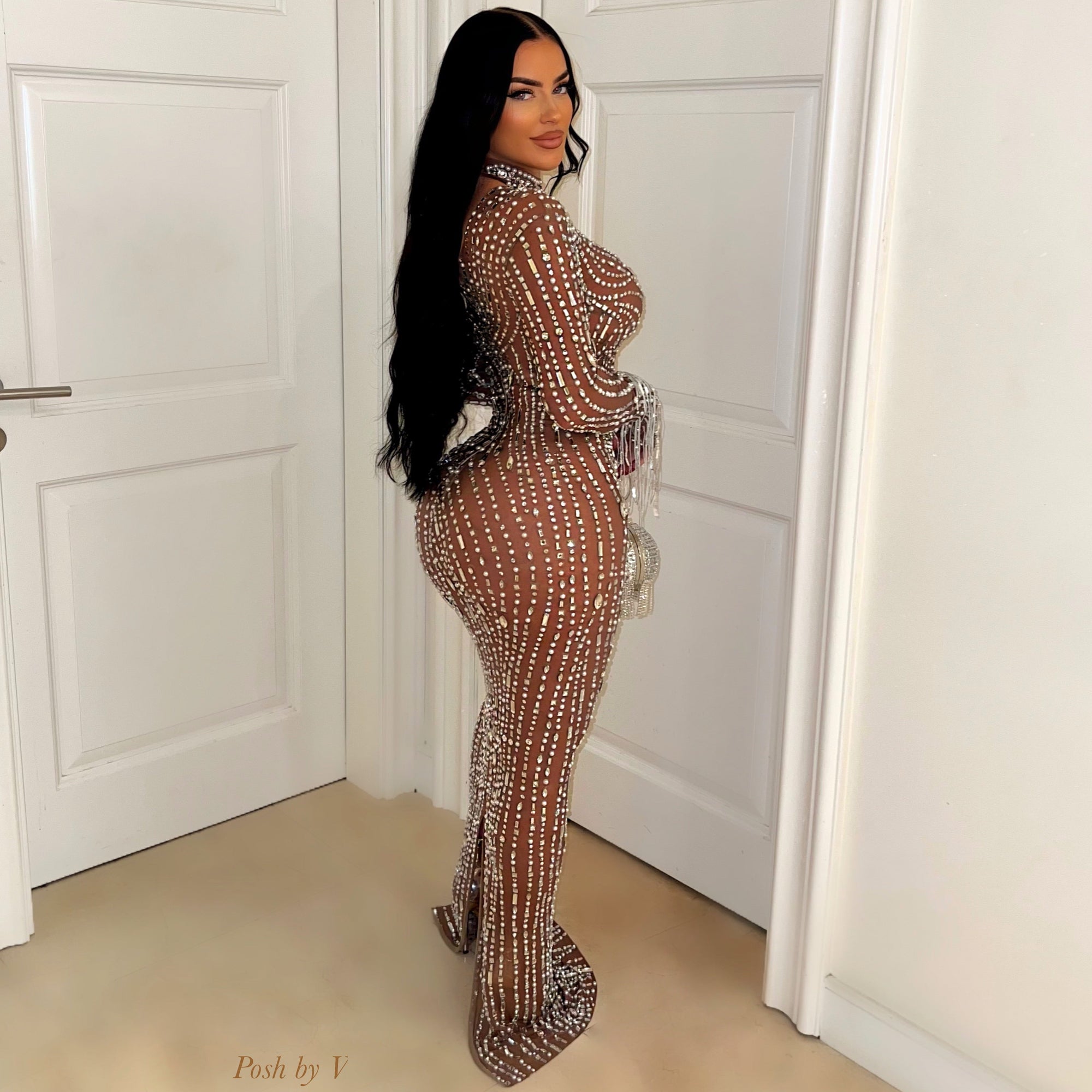 Doll crystal dress (Brown/Silver)
