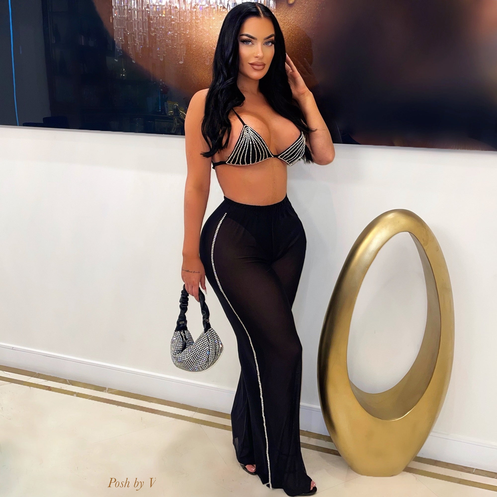 Miele crystal top leggings set (White)