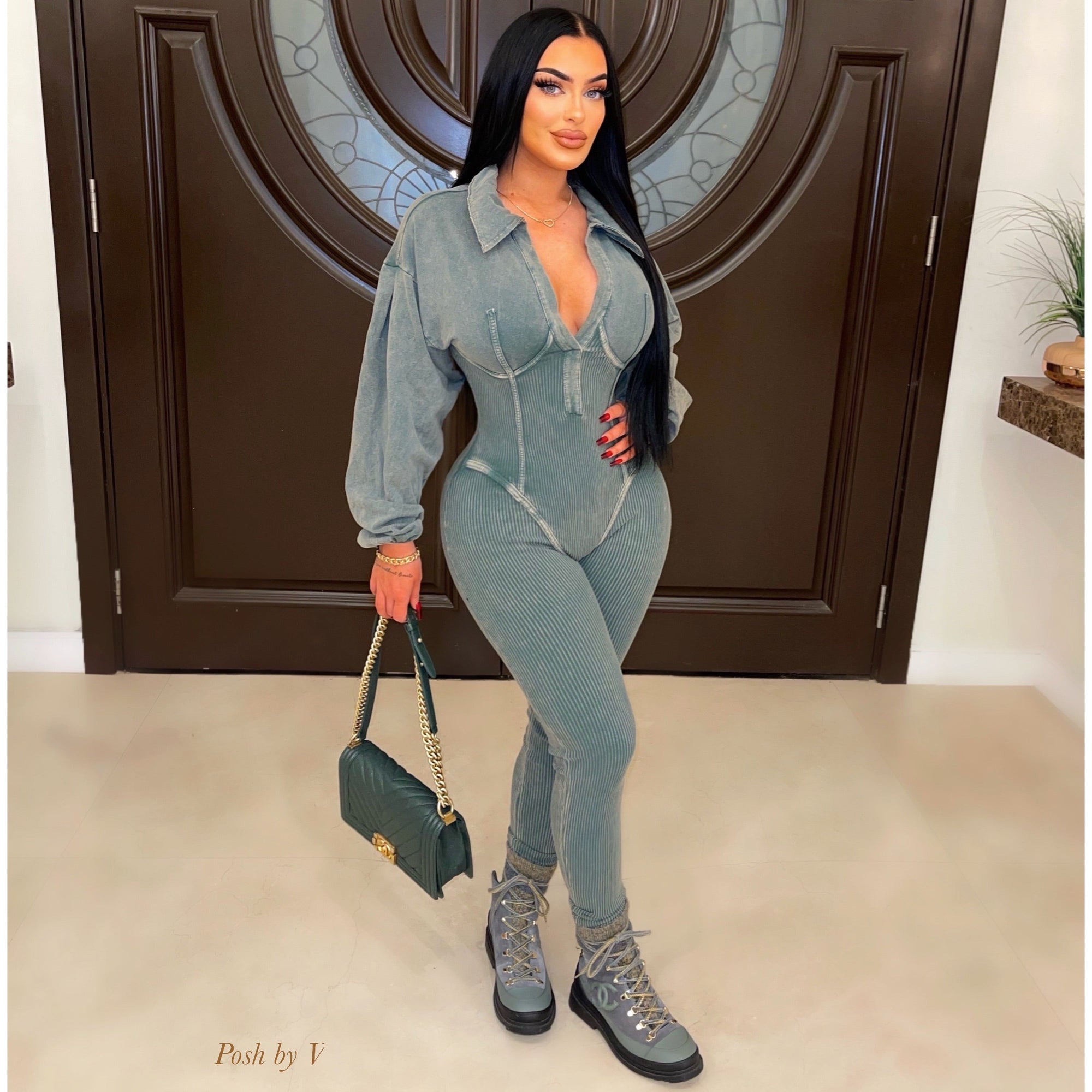 Loni rib shirt/jumpsuit (Olive)