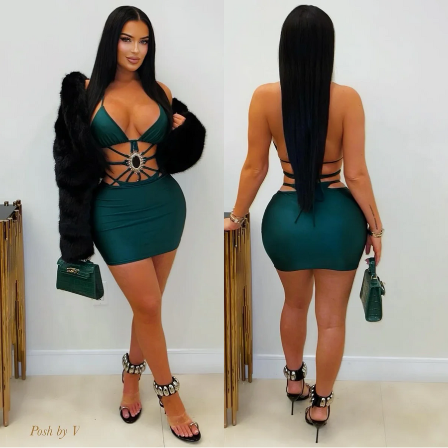 Fevine mini dress (Emerald/silver)