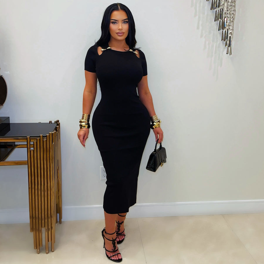 Dara knit dress (Black/gold)