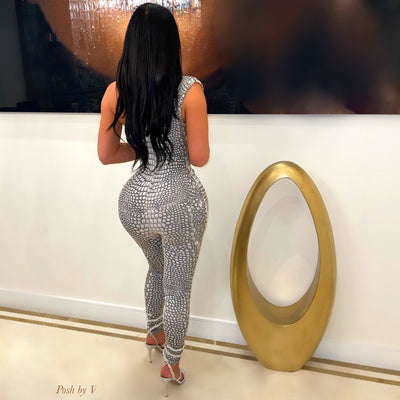 Croc jumpsuit (White/grey)