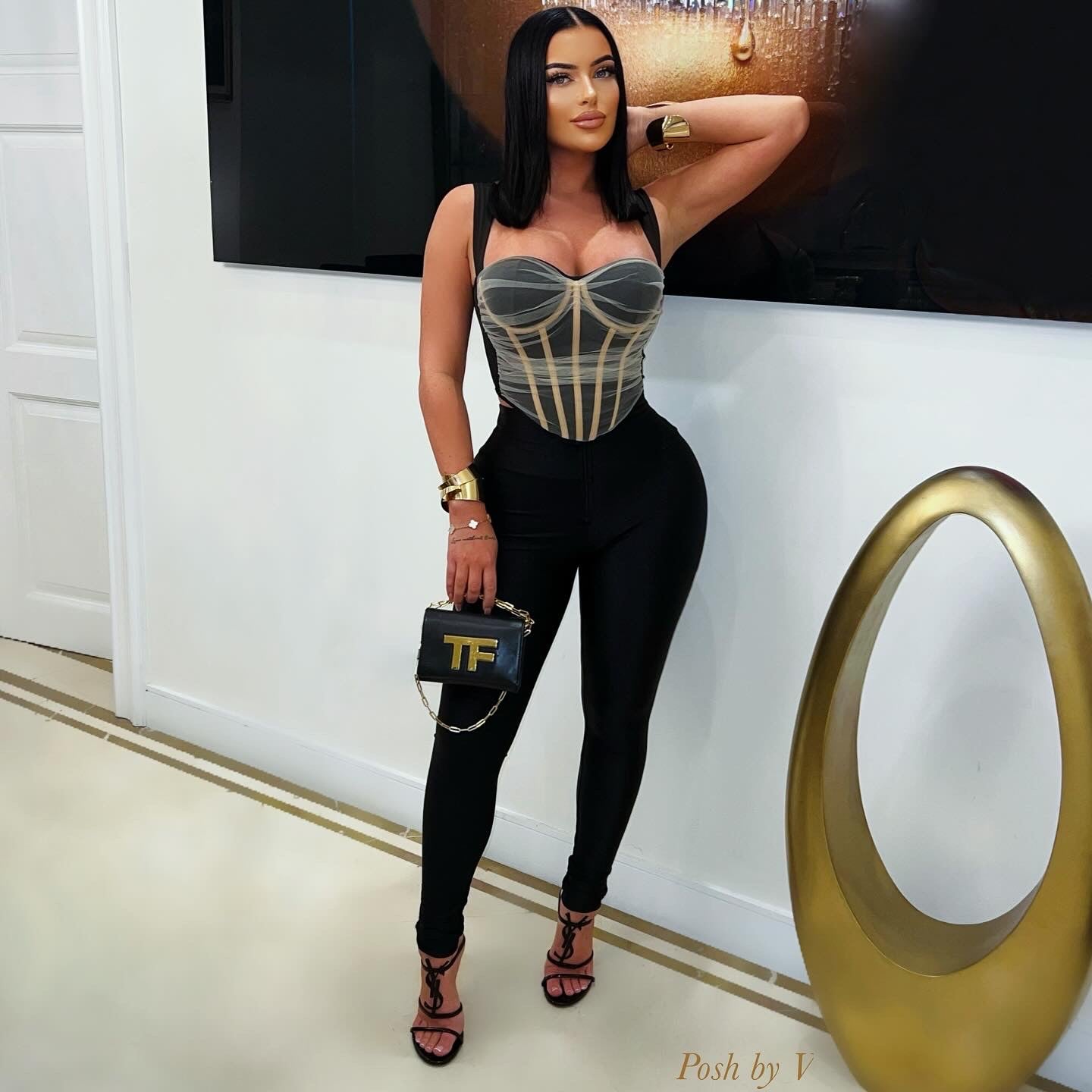 Ariana corset leggings set (Black/nude)