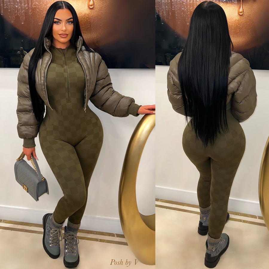 Chevron bomber jacket (Olive)