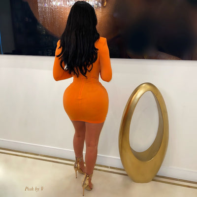 Careli glam dress (Orange/nude)