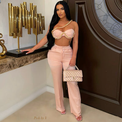 Setai pearl pants set (Blush)