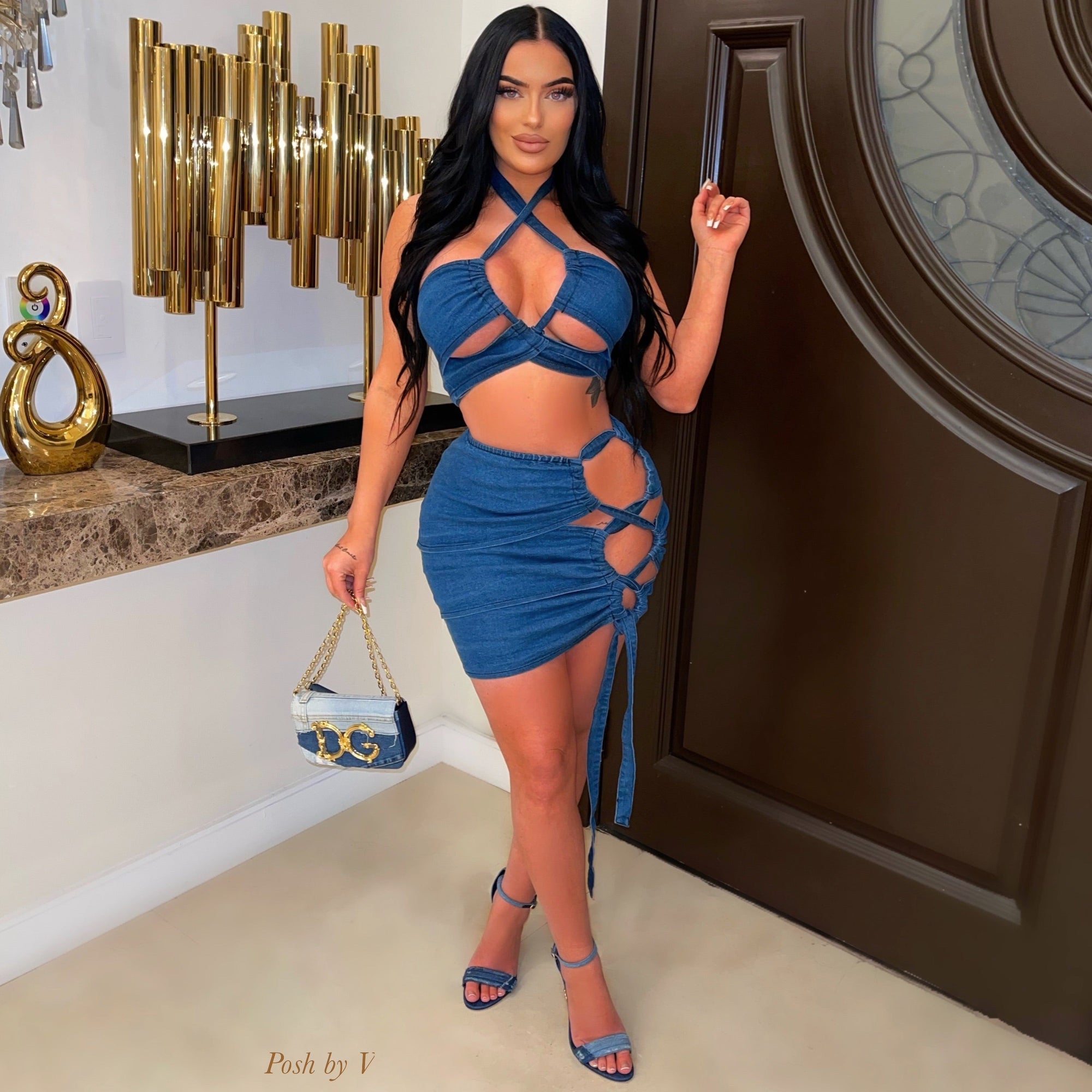 Feen denim skirt set