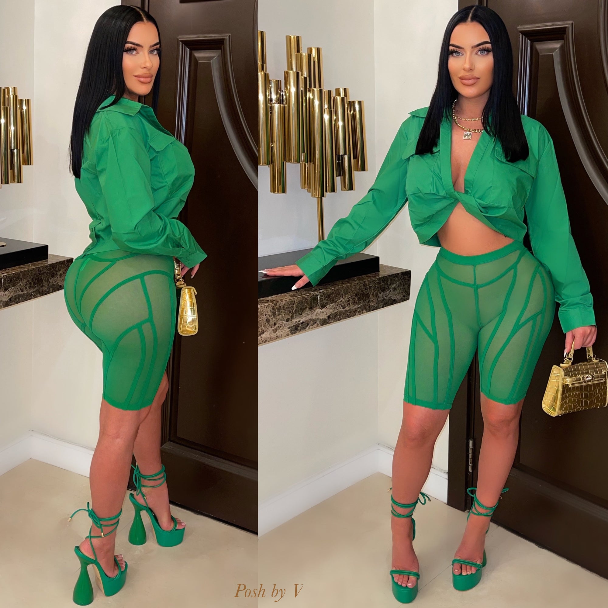 Zuki caged shorts (Green)