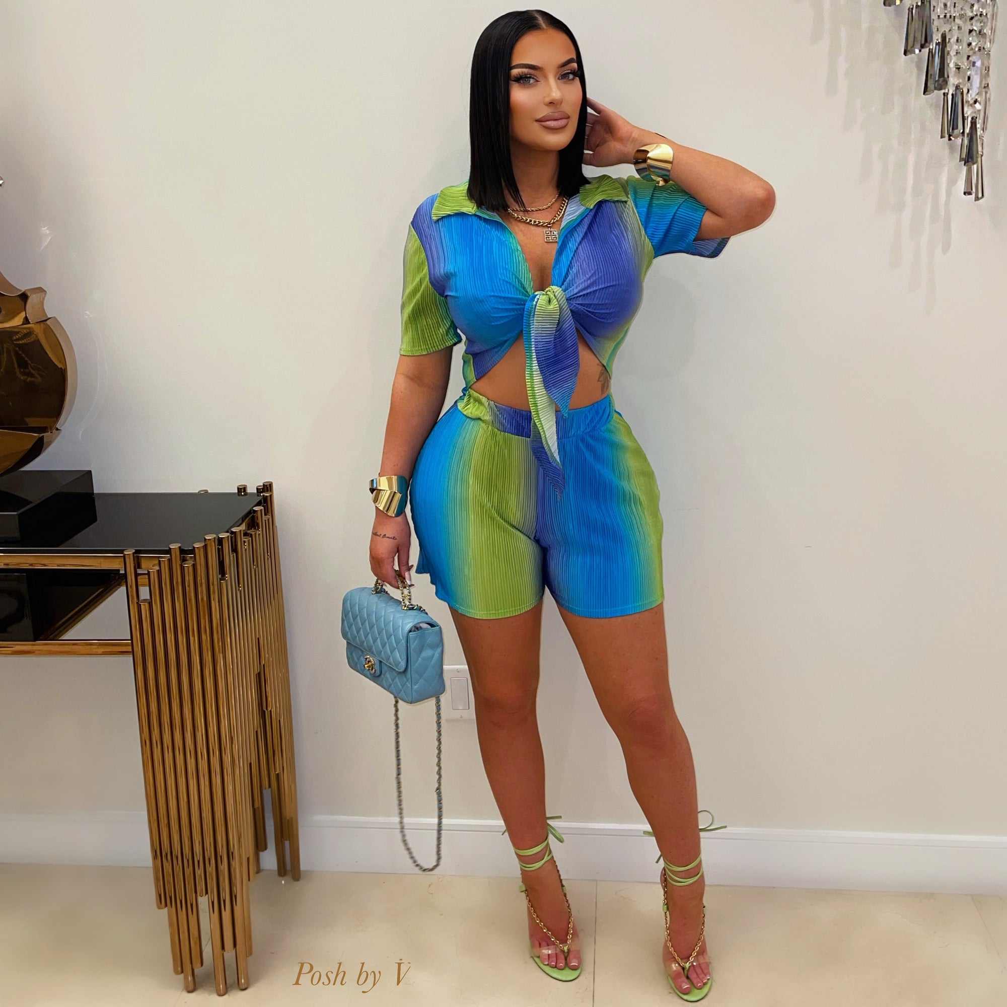 Gina ombre shorts set (Blue/green)