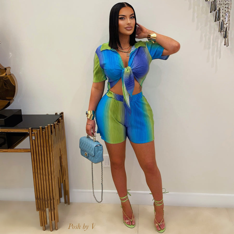 Gina ombre shorts set (Blue/green)