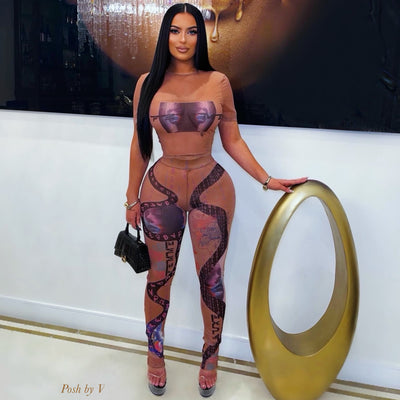 Posh femme leggings set (Nude multi)