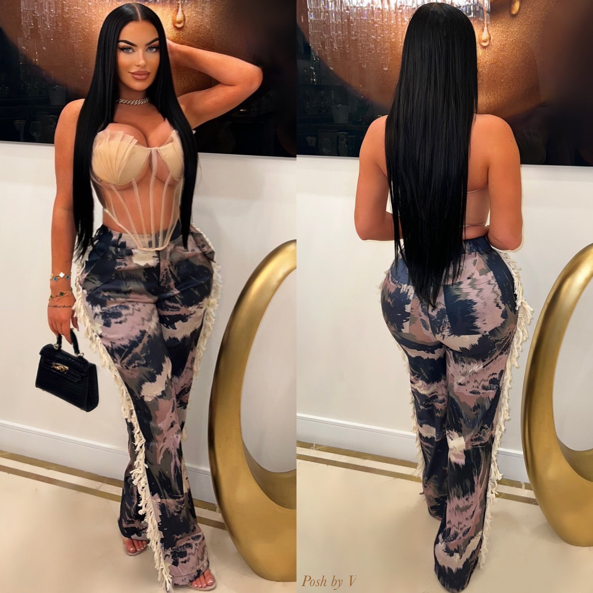 Wiz fringe pants (Olive multi)