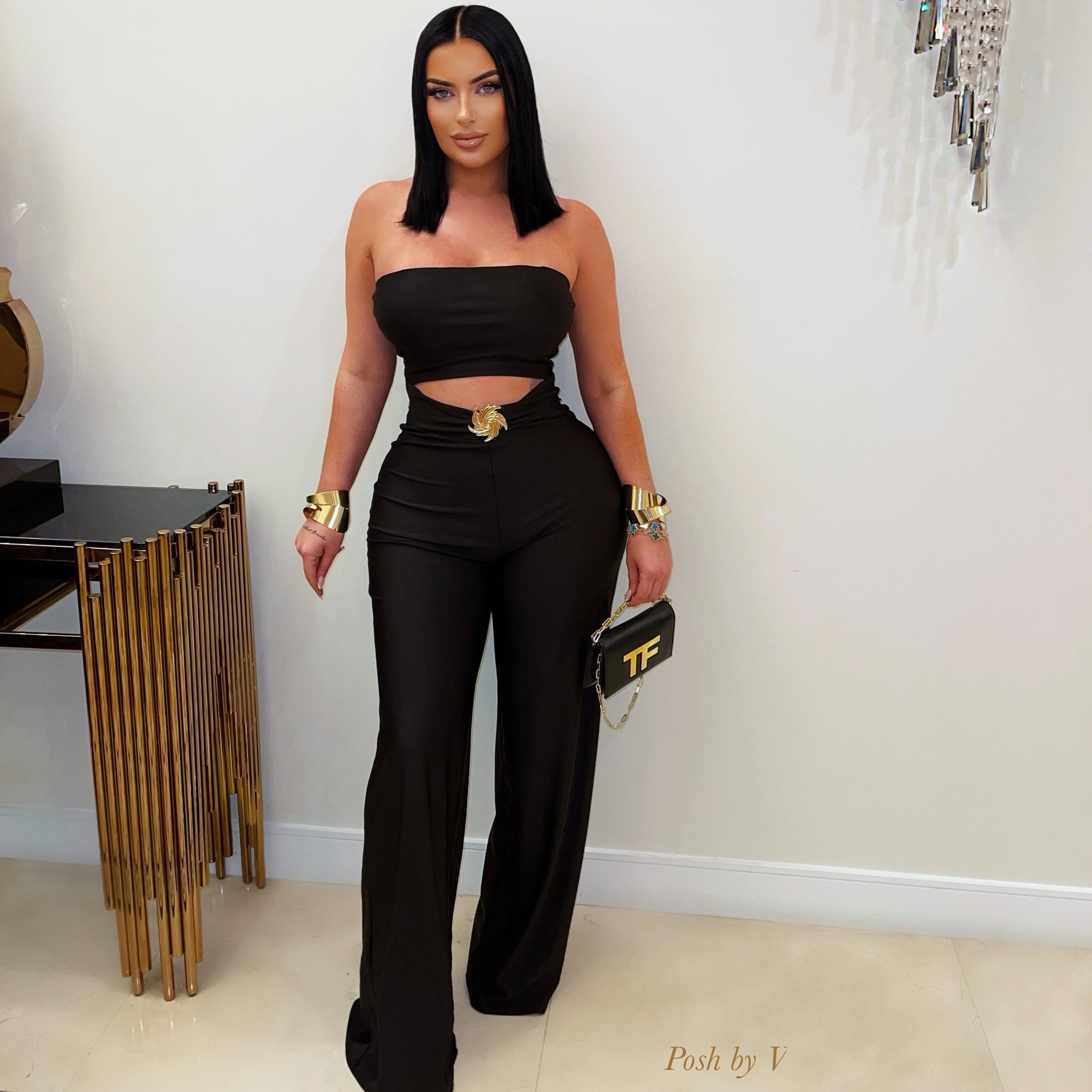Yulla palazzo jumpsuit (Black/gold)