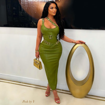 Jade midi dress (Green/gold)