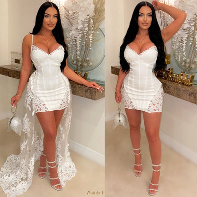 Milan corset lace dress (White)